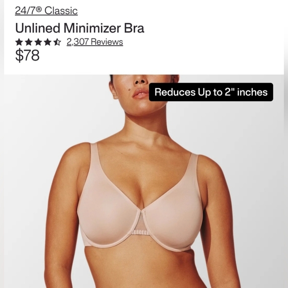 ThirdLove 24/7 Classic Unlined Minimizer Bra Taupe Tan Support Shapewear Neutral - Picture 8 of 9